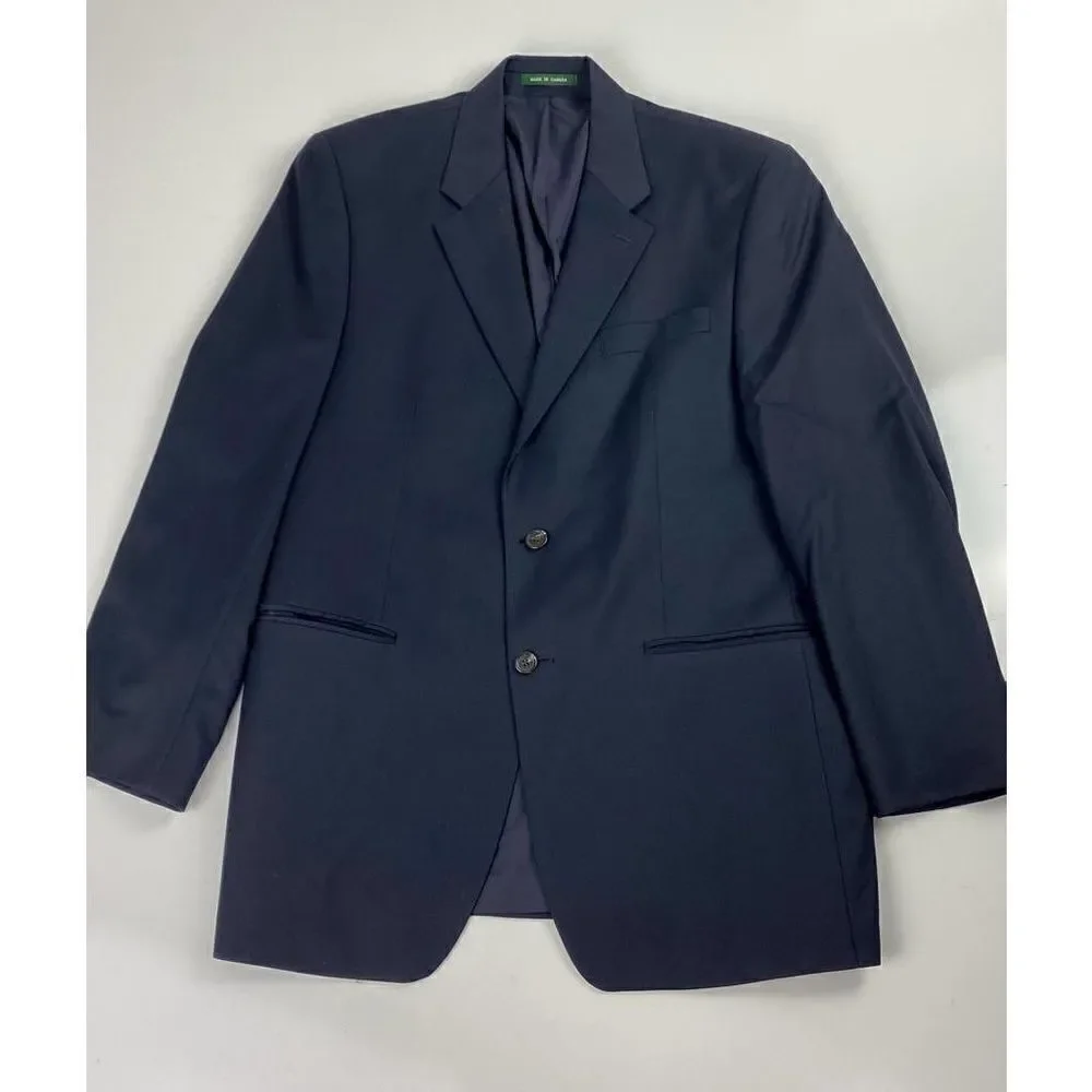 Lauren Ralph Lauren Two Button Suit Jacket Sport Coat Blazer Mens 42L Navy Blue